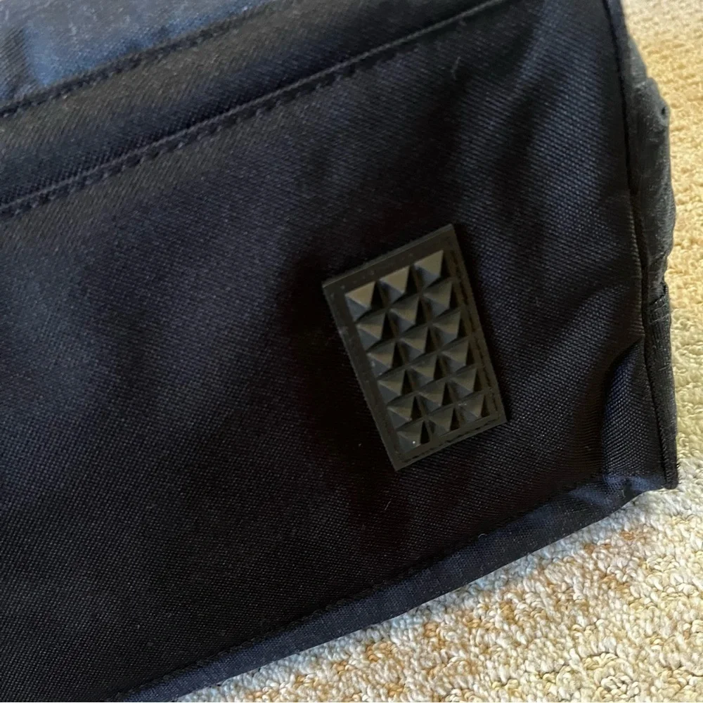 Eddie Bauer Black Canvas Leather Diaper Bag Changing Pad Overnight Travel Rugged